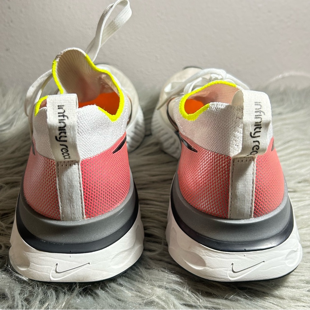 Nike React Infinity Run 'Platinum Tint Pink Blast' White Sneaker Sz 10 - Picture 7 of 11